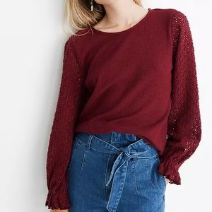 Madewell Texture & Thread Eyelet Ruffle Sleeve Top